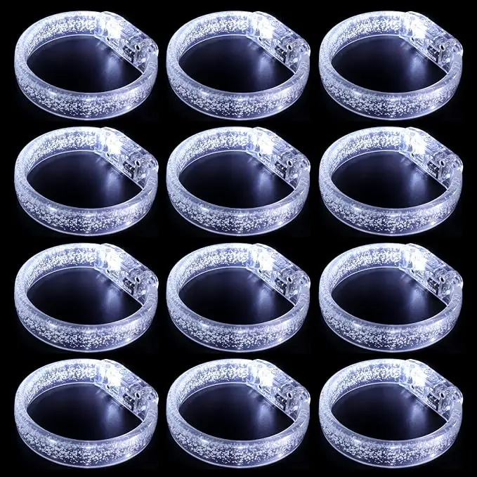 Micrency 40-Pack LED Light-Up White Bracelets, Glow Wristbands with Clear Case, Festive Party Favors for Birthday, Halloween Carnivals