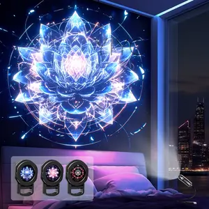 3 Mandala Flower Pattern Indoor Projection Night Lights, USB Powered Adjustable Angle Decorative LED Lamp for Home, Ideal Gift for Any Room, Mood Decorative Lights