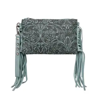 Montana West Turquoise Fringe Crossbody Bag Leather Floral