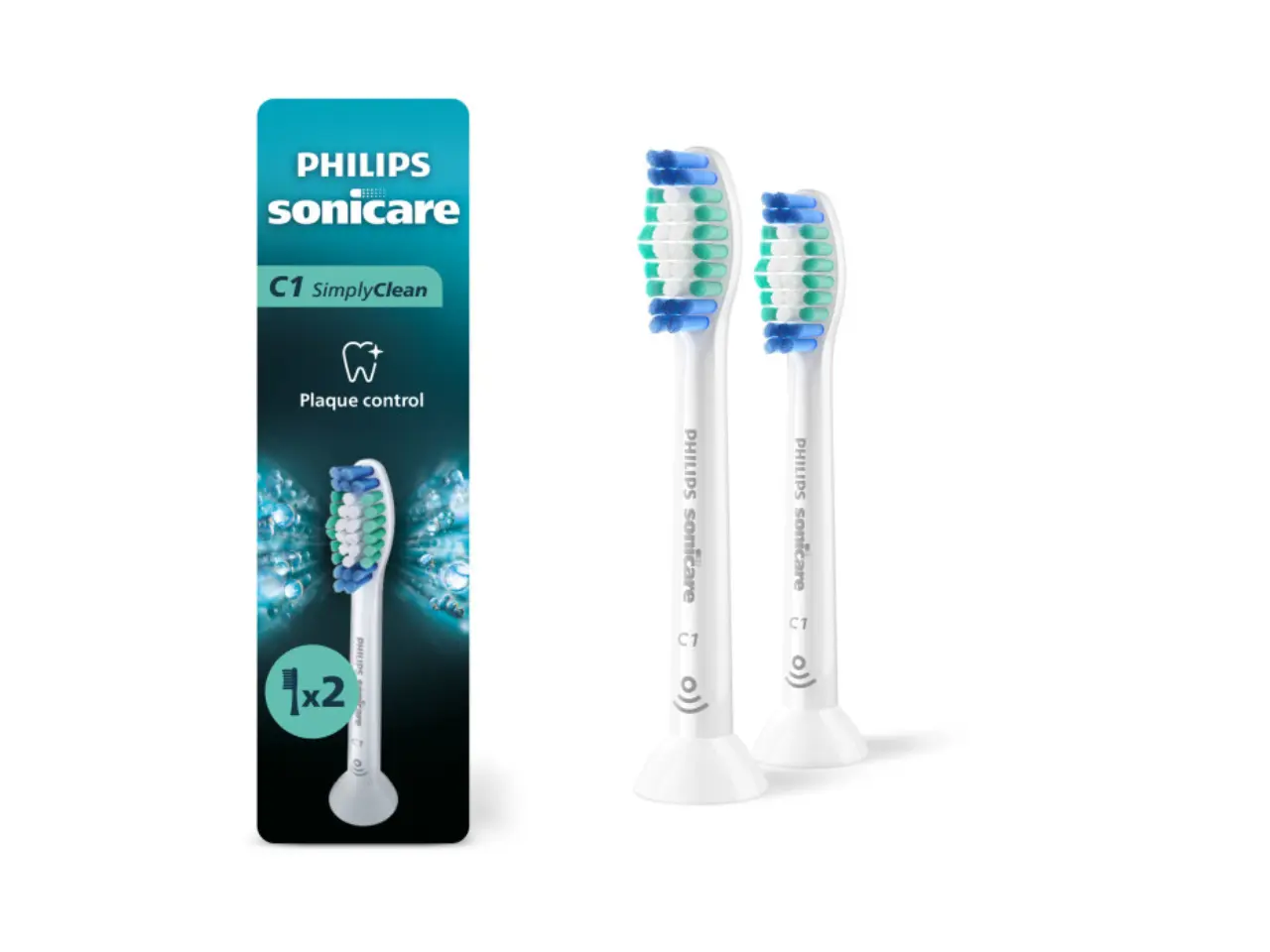 Philips Sonicare C1 SimplyClean - Genuine Replacement Electric Toothbrush Heads, White, 2 Pack, HX6012/77 Philips Sonicare C1 SimplyClean - Genuine Replacement Electric Toothbrush Heads, White, 2 Pack, HX6012/77