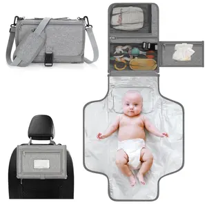 Portable Diaper Changing Pad, Waterproof Travel Baby Changing Mat, Newborn Essentials Baby Shower Gifts, Grey