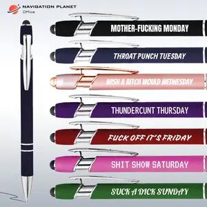 7Pcs Sarcastic Weekday Mood Pen Set, Funny Office Ballpoint Pens with Stylus Tips, Monday to Sunday Humor Pens, Colorful Desk Accessories, Coworker Gift for Work, School, Journaling & Daily Notes