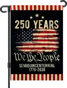 250 Anniversary USA Flag with Stars Stripes 1776-2026,250th Anniversary America Semiquincentennial Commemorative Patriotic 4th of July Decorations Yard Sign Double-Sided Waterproof Garden Flag 12x18 Inch 250 Year American Flag