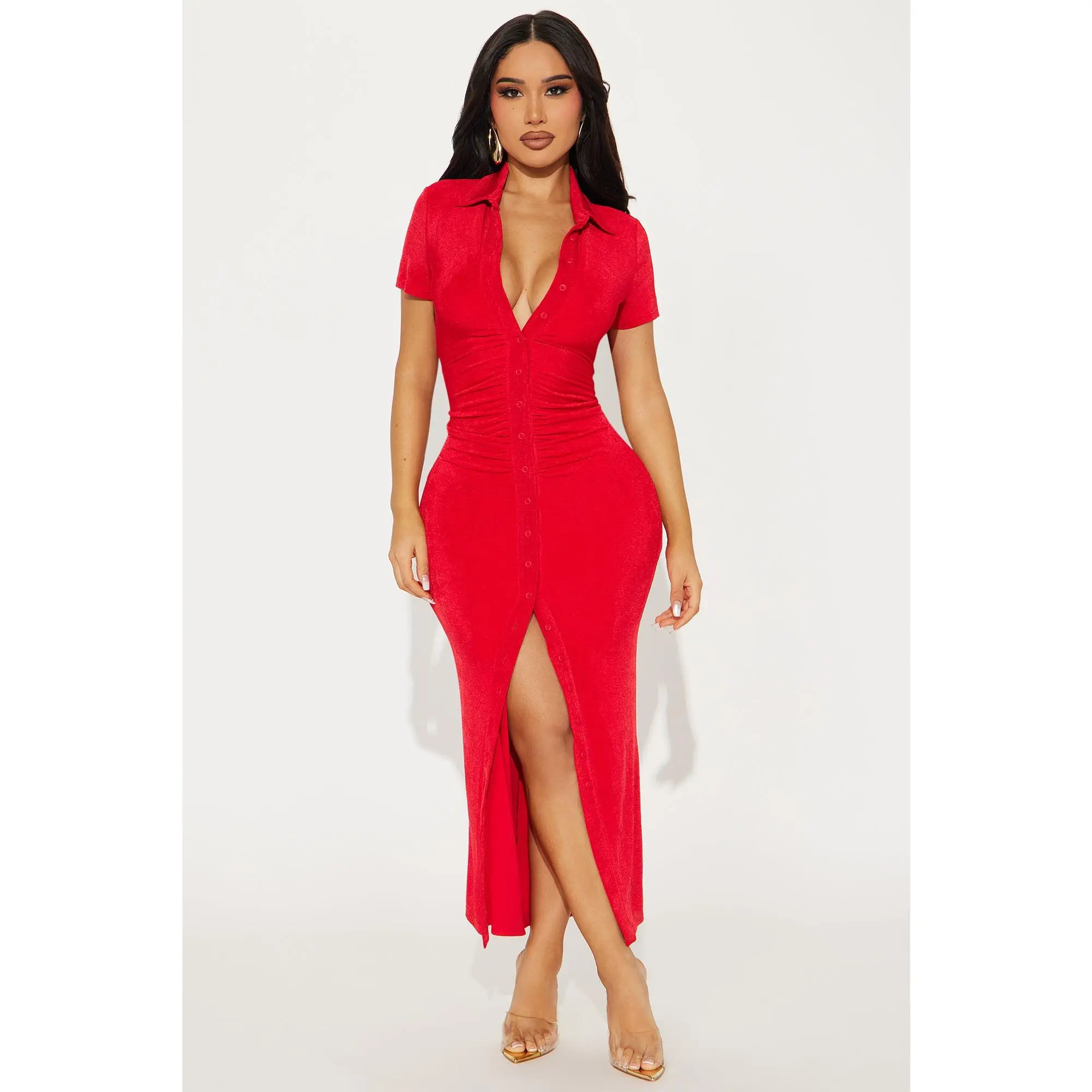 Silky Smooth Slinky Maxi Dress - Red