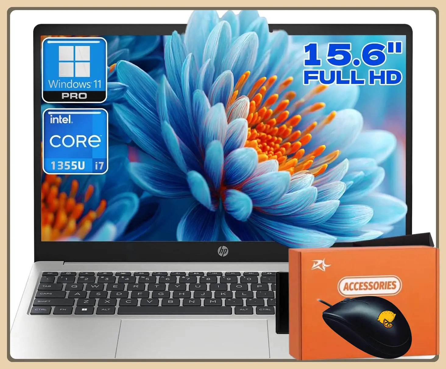 HP 250 G10 | i7-1355U, 15.6" FHD+ Anti-glare, Up to 64GB/2TB + Free Branded Wired Mouse
