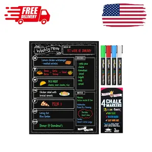 Magnetic Dry Erase Menu Board for Fridge Includes 4 Liquid Chalk Markers