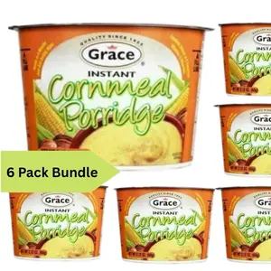 Grace Instant Cornmeal Porridge 6 Pack Bundle - Quality Since 1932 Cornmeal Porridge Cups