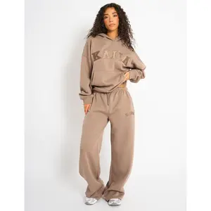 Kaiia Logo Wide Leg Joggers Latte