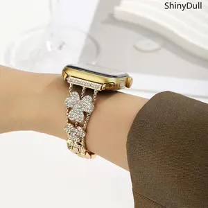 Clover Rhinestone Watch Band, Luxury Jewelry Strap, Elegant Women’s Design Compatible with Apple Watch 38–45mm Series 1–10 & SE