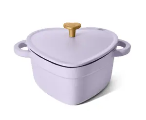 Drew Barrymore 2QT Cast Iron Heart Dutch Pot, Lavender Color, Cookware & Pans Kitchen Oven