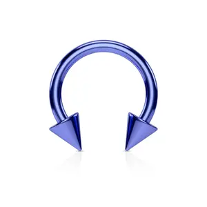 Spike Cone Ends Horseshoe Circular Barbell - Titanium Plated 316L Surgical Steel