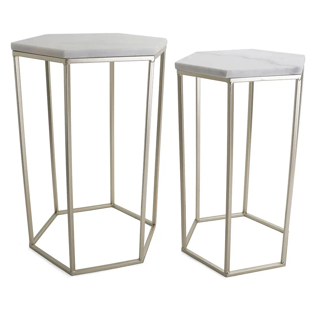 Hexagon End Table Set - Gold Hexagon End Table Set - Gold