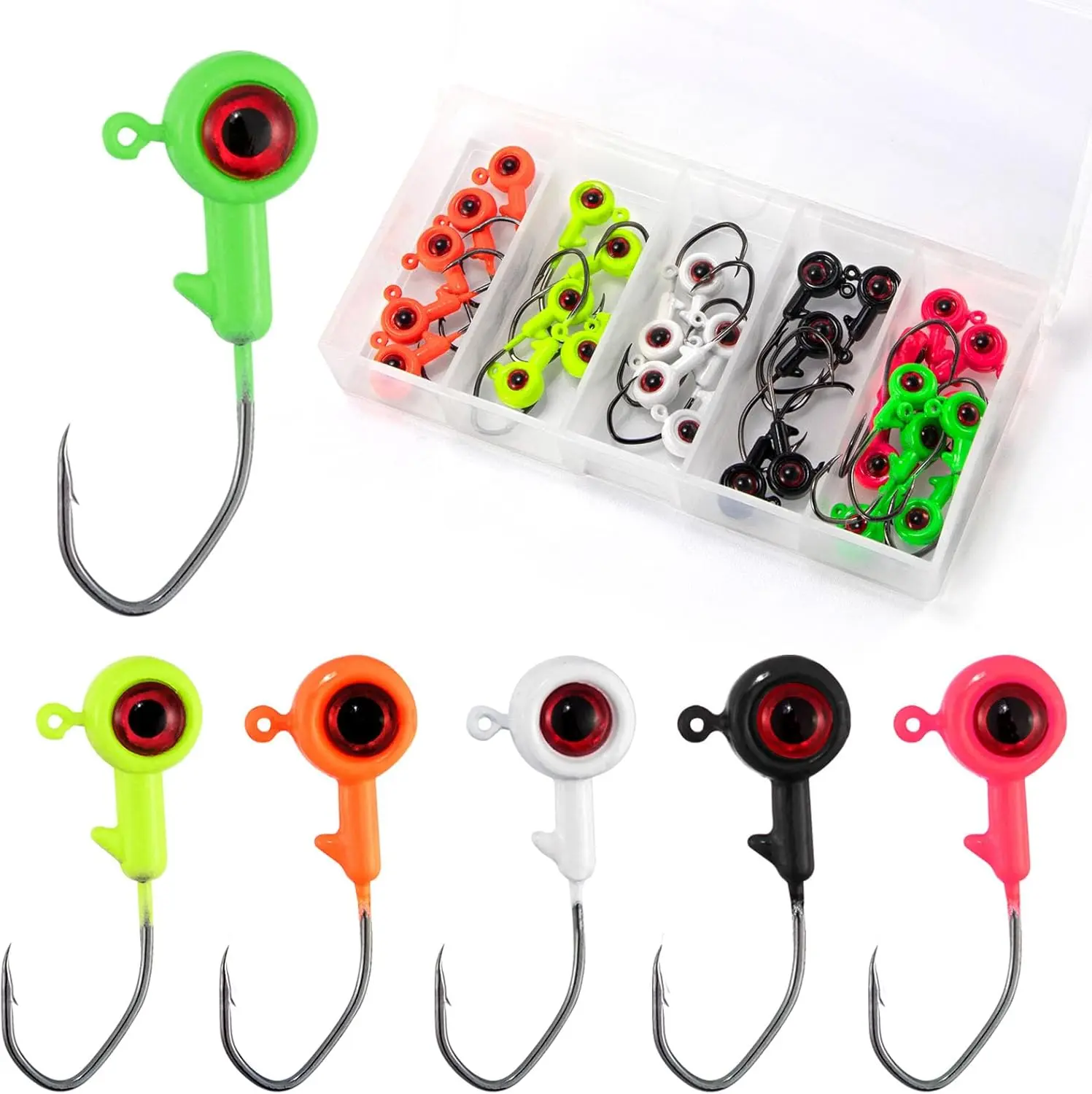 30 Pack Crappie Jig Kit 6 Colors Freshwater Fishing Jig  Crappie Bass Trout Panfish Bluegill Hook Lure  Hook 1/8oz 1/16oz 1/32oz