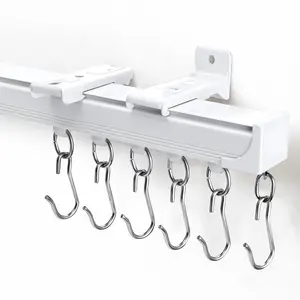 Inovaday Ceiling Curtain Track Heavy Duty Tracks Ceiling/Wall Mount Sliding Room Divider Silent Rail with 3 Types of Hooks for Living Room,Bed Room,Bathroom