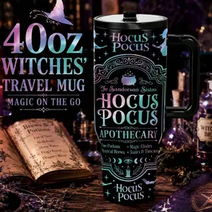 Witch Apothecary Insulated Tumbler, Double Wall, Leak-Proof, Portable, Keeps Hot for 12hrs, Keeps Cold for 24hrs, Perfect for Daily Use, Office, Travel, Durable, Ideal Gift for Witchy Style Fans, Friends, Holidays