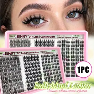EIMNY DIY Individual Manga Lash Cluster for Natural Look, Volume Lashes, Wispy Volume Set, 3 Styles with Bond & Seal, Brush and Tweezers, 10-16mm Mixed Lengths, D Curl Wispy Lash, Soft & Lightweight, Reusable False Eyelashes for Daily Makeup