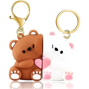 Magnetic Couple Keychain Set for Boyfriend & Girlfriend – Romantic Love Key Ring for Couples, Cute Matching Keychains for Him & Her, Anniversary Birthday Valentine Gift (Teddy Keychain)