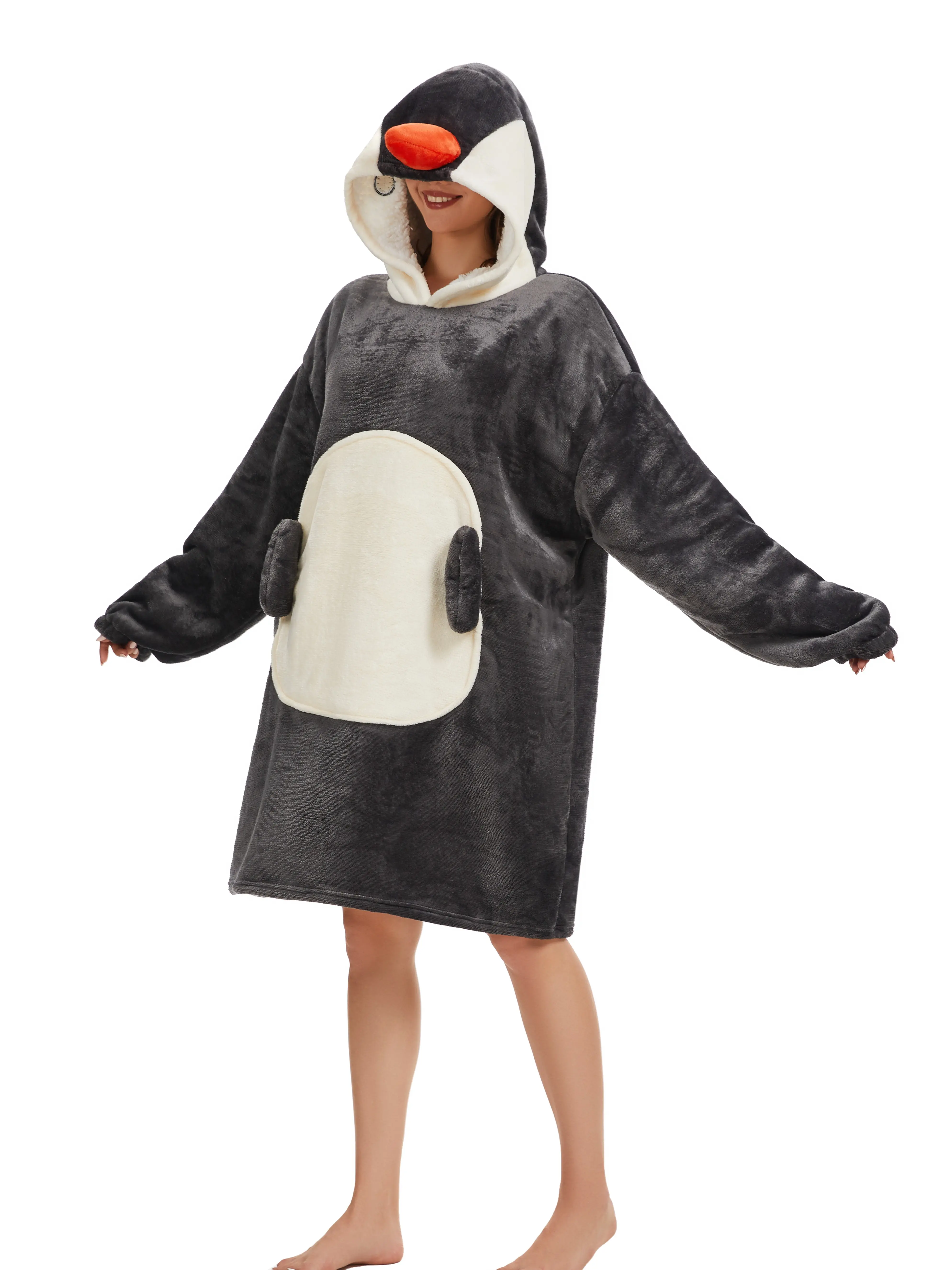 Women's Animal Design Pajama Set, Fluffy Long Sleeve Sweatshirt with Pockets and Pants in Soft Polyester for Warmth, Lightweight, Gym, Comfortable, Cute, Casual, Great Gifts, Normal Type, Panda 1