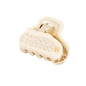 Crystal Small Vendome Hair Clip - Ivory Orange