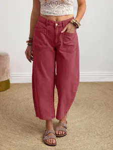 Women's High-Waisted Retro Vintage Bohemian Curved Knife Jeans, Wide Leg Denim Jeans Pants, Fashionable and Comfortable, Perfect for Daily Wear