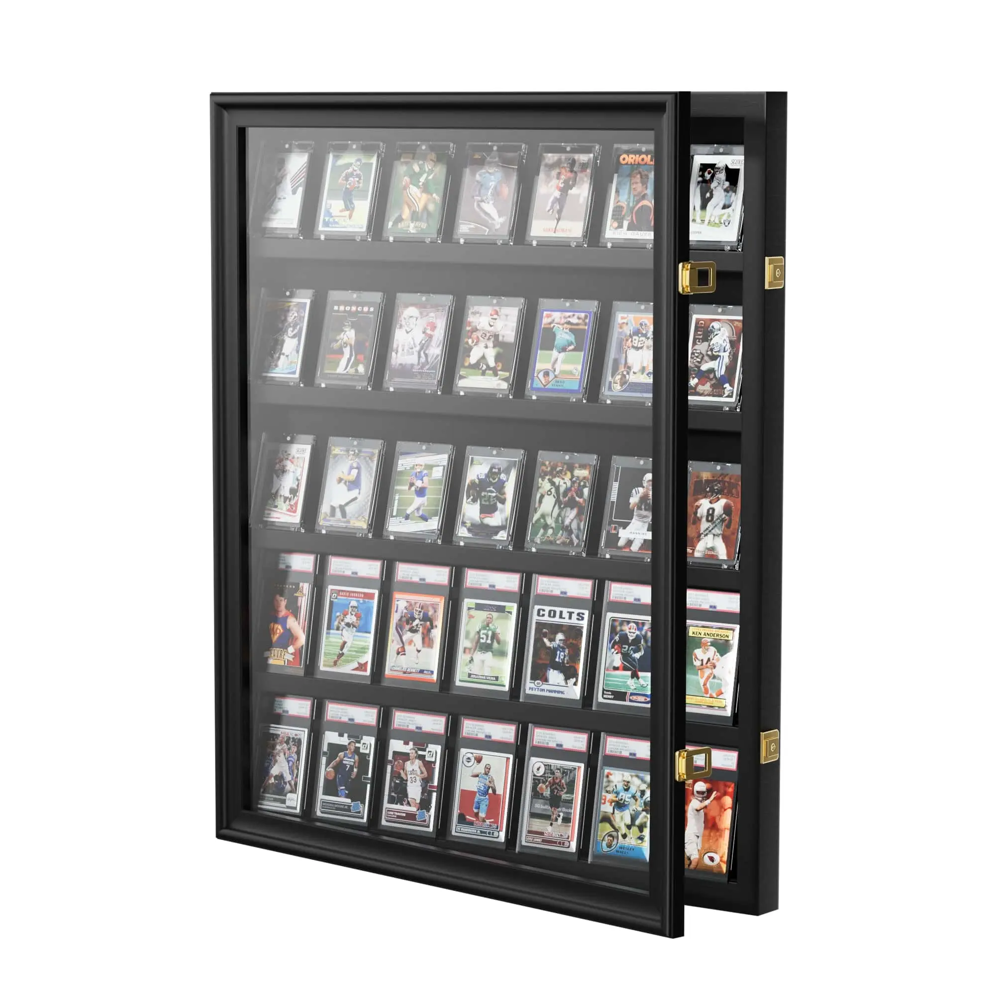 glass baseball card display case Grintus 24 Graded Sport Card Display Case Wall Mount with Clear View and UV Protection Acrylic Door for Baseball Football Basketball Hockey Trading Card Collection, Black Proudly protect and display your autographed baseball bat 50 Ungraded - Card Display
