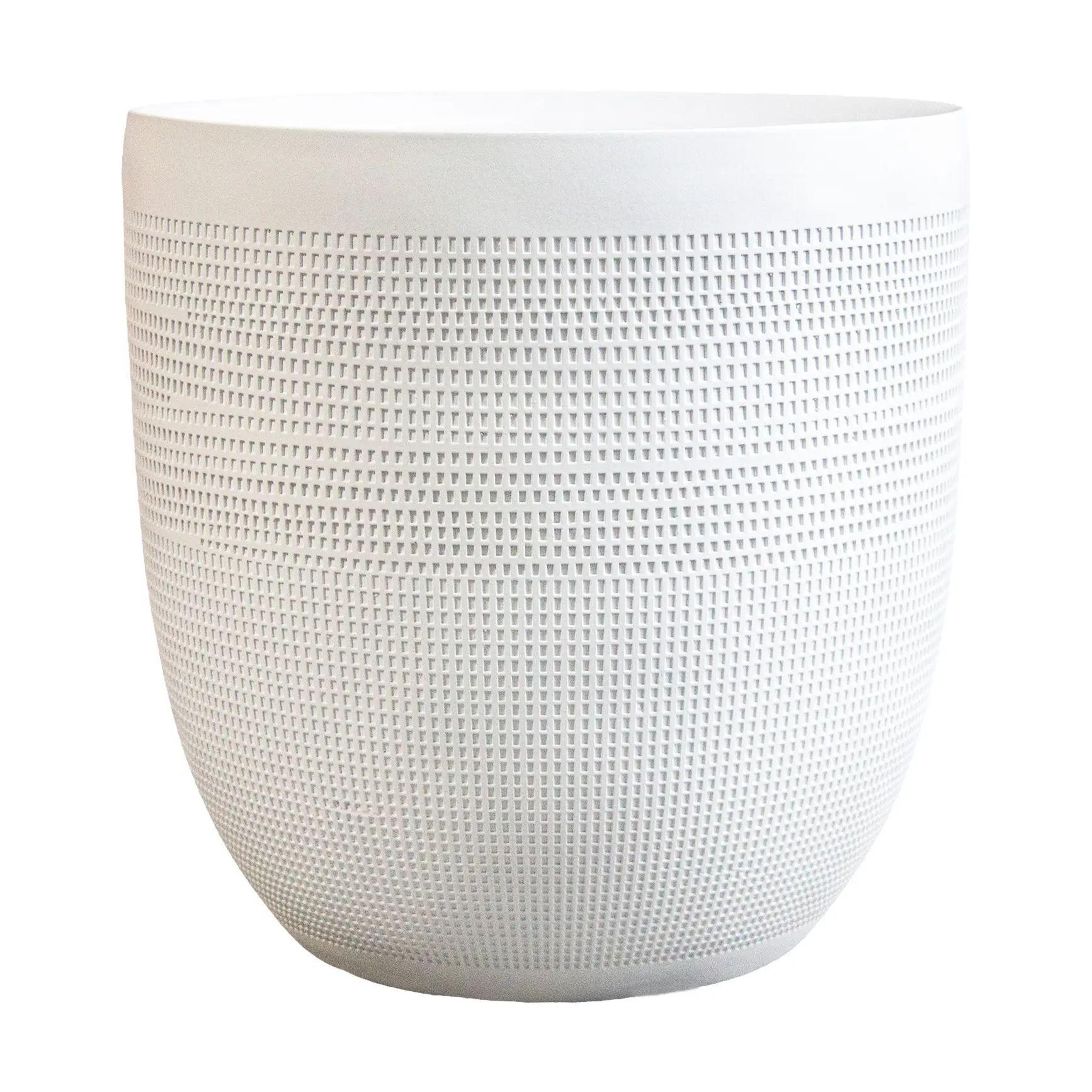 12-in Dia Minimalist Round Planter - White Matte Decorative Flower Pot with Pre-Drilled Drainage Hole, Lightweight Durable Indoor/Outdoor Container for Porch, Floor, Living Room Home Decor Accessory