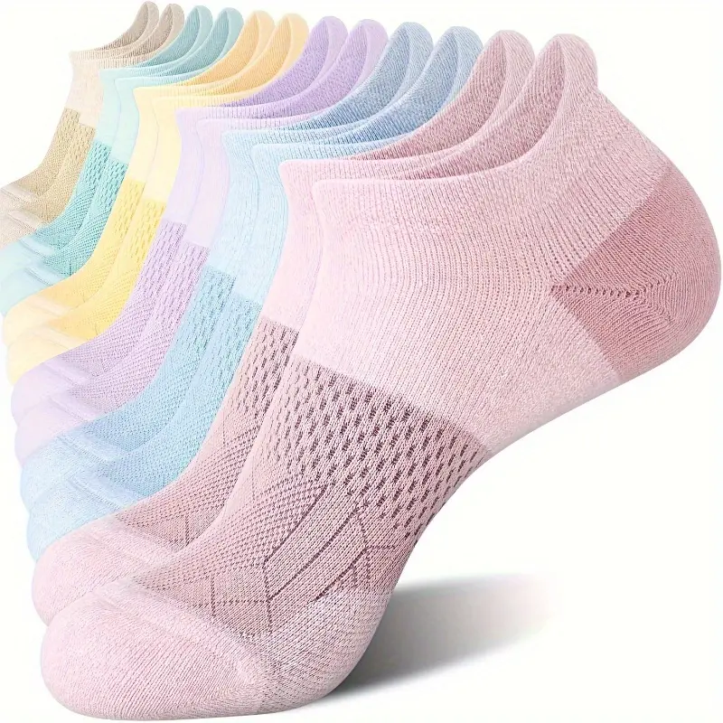 Unisex 5-Pair Professional Multi-Sport Socks, Mixed Color-5 Pairs-1, No-Show Design, Breathable, Non-Slip, Shock-Absorbing, Suitable for Running, Fitness, Basketball, Multi-Sport Use
