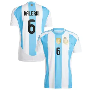 White And Blue Argentina Home Leonardo Balerdi 6 Jersey 2024-2025, Argentina White And Blue Balerdi Home Short Sleeve Soccer Shirt