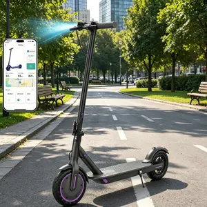 Purple Electric Scooter with 350W Motor, 8.5" Solid Tires, Max 19MPH, Long Range Adult Commuter Scooter, Dual Braking System & App Supported