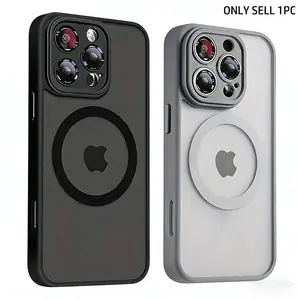 Luxury Matte Magnetic Wireless Charging Phone Case, Shock-Absorbing Lens Protection Casing for Apple iPhone 11/12/13/14/15/16/17 Pro/Pro Max/Plus