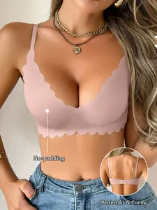 Women's Sexy Deep V Bralette, Unlined Breathable Bra, Comfortable No Steel Cup Design, Adjustable Straps, Medium Support, All Seasons Wear, Daily Use