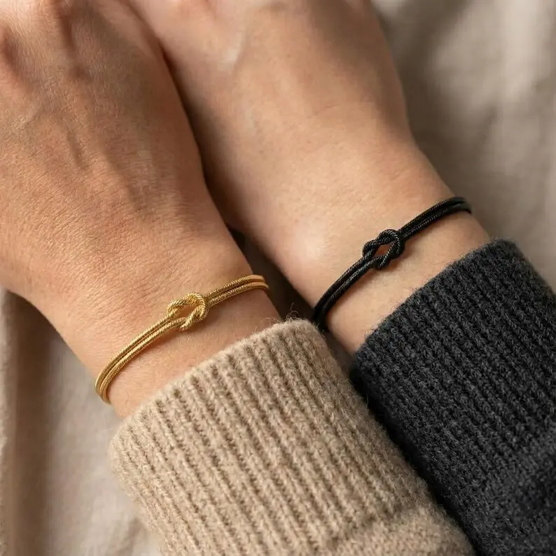 modmints Love Knot Couples Matching Friendship Bracelet Set, Waterproof Minimalist Artificial Gemstone Elegant Jewelry, Romantic Valentine's Day Gift for Her, Couples Bracelets, Elegant Jewelry Bracelet