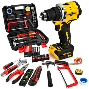 ELECMAPS Power And Hand Tool Combo Set, A Portable Multi-functional Toolbox For Home And Repair Use. Includes A Hammer, Screwdriver, Pliers, Measuring Tape, Adjustable Wrench, Utility Knife, 24 Socket Accessories, And A Plastic Toolbox Storage Box