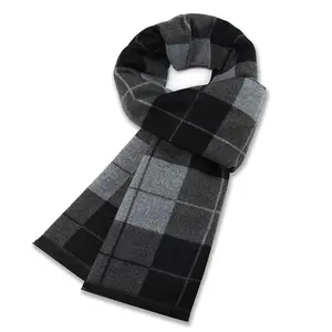 Luxury Man Winter Warm Scarf For Men Mixed Wool Scarves Casual Plaid Male Long Pashmina Outdoor Shawls Man Muffler Gift