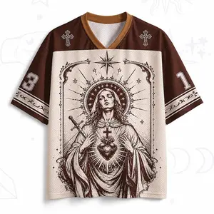 Sacred Heart Mesh Jersey, Christian Catholic Jersey, Personalized Name Number Shirt, Religious Football Jersey, Faith Gift