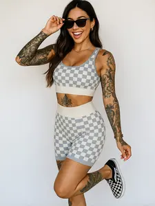 Checkered Gym Set - Versatile Workout Companion with Stylish Checkered Design & Essential Accessories for All Fitness Levels Sweatsuit Set Outfit Sportswear Set