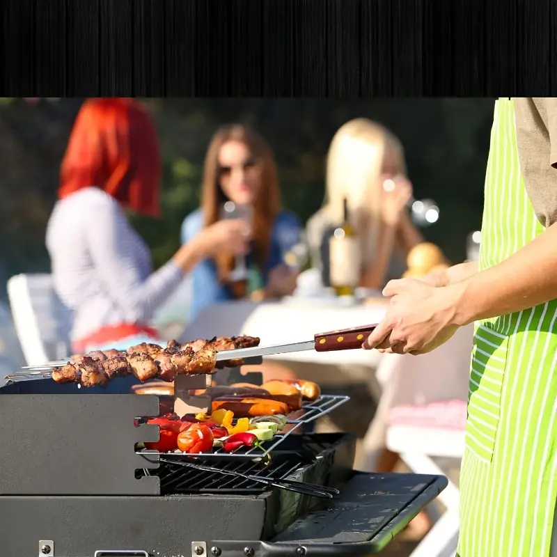 6 Pcs Thickened Stainless Steel BBQ Skewers, Reusable Meat Grilling Needles with Wooden Handles, Practical Barbecue Tools for Garden, Outdoor Camping and Picnic.