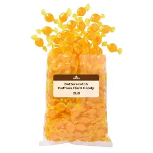 Butterscotch Buttons Hard Candy - Rich and Buttery Flavor, Individually Wrapped for Convenience - Perfect for Candy Dishes, Baked Goods, and Dessert Decorations - 2 lb. Bag butterscotch candy from ASOZI (Butterscotch)