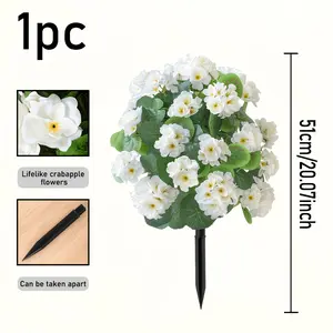 1pc White Artificial Geranium Flower with Ground Stake, Made of UV-resistant Plastic, Decorative, Suitable for Outdoor Scenes, Self-standing Straight Design, Can Be Used for Balcony Decoration
