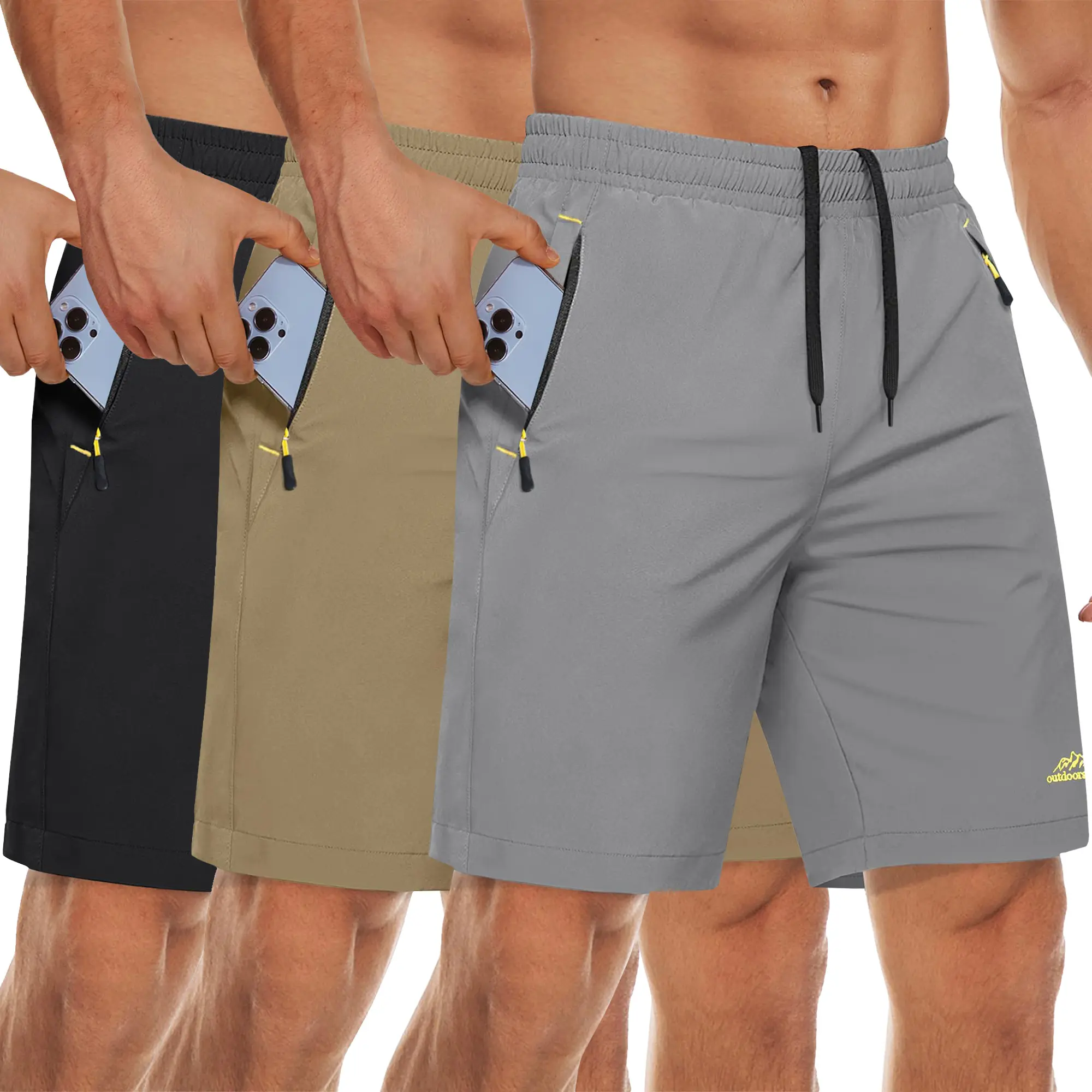 Size 34, Black+Khaki+Light Grey