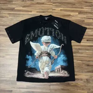 MIXED EMOTION Short-sleeved T-shirt Black White Men Women Couple Loose Streetwear Y2K Hot Diamond Print Cotton T-shirts