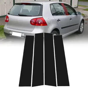 For VW Golf MK5 2003-2009, 4Pcs Car Pillar Posts Door Window Trim Cover Kits B C Column Stickers Decal, Car Decals