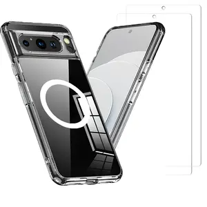 Entronix Bundle for Google Pixel 10/9 Pro/Pro XL - Magnetic Clear Case & 2 Clear Screen Protectors, Shockproof Smartphone Accessories Cellphone Wireless Protection Protective