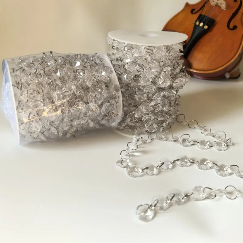 10m Acrylic Crystal Bead Garland, Wedding Ceiling Decoration, Decor For Weddings, Christmas, Valentine's Day, New Year, Elegant Home Decor, No Power Needed, Wall Hanging Ornament, Clear Acrylic Ornament