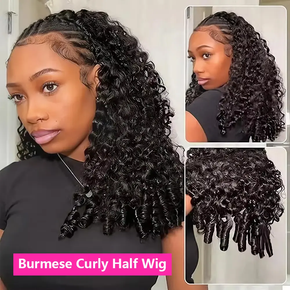 Burmese Curly Half Wig