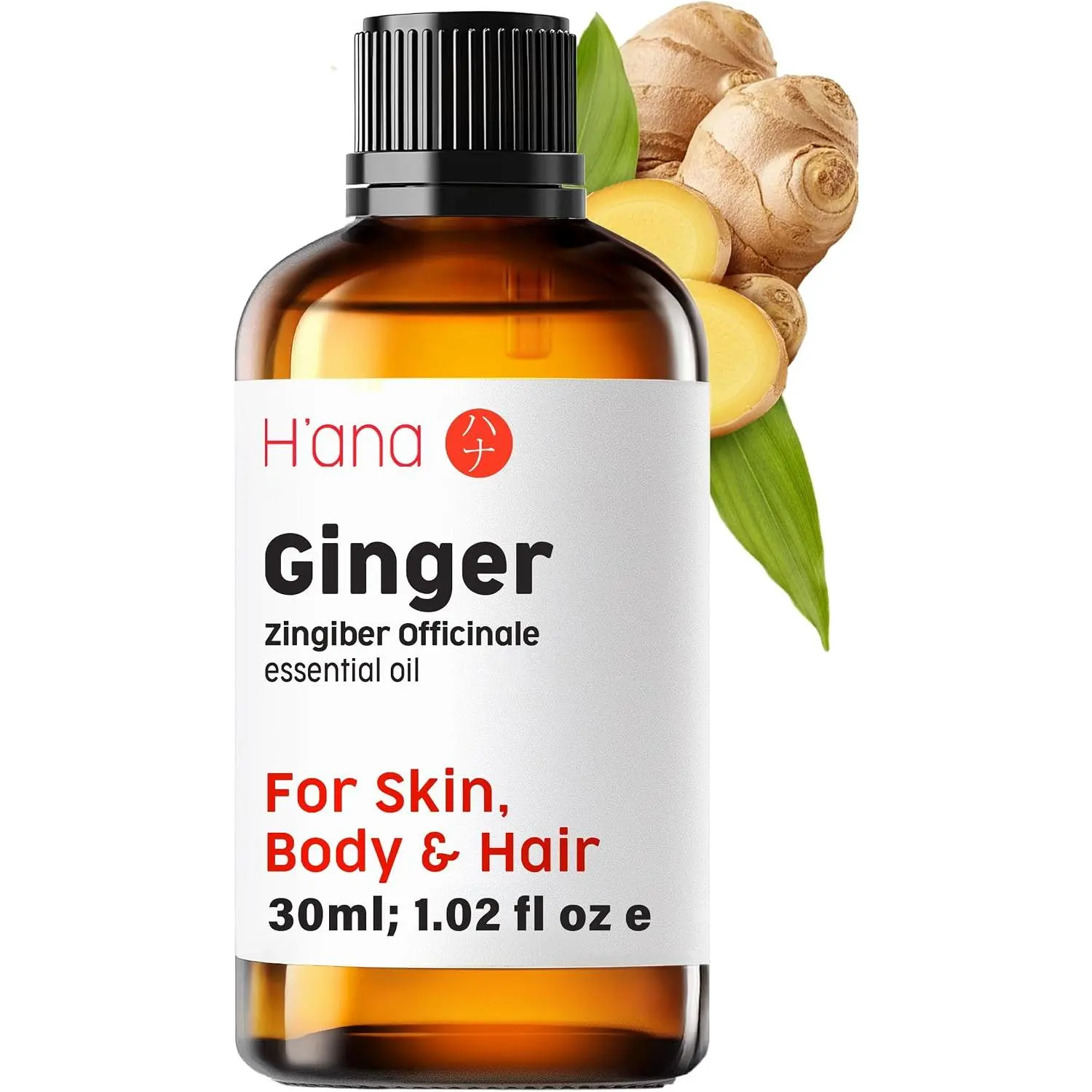 H'ana Ginger Oil - 1.02 Fl Oz Ginger Essential Oil for Hair, Skin, Diffuser, Aromatherapy & DIY
