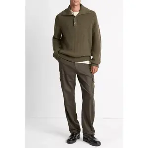 Vince Honeycomb Wool Mock-Neck Sweater in Leaf