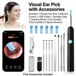 Smart Visual Ear Cleaner Kit - HD Camera Earwax Removal Tool with Medical Silicone Tips, iPhone/Android Compatible, Springtok Spring Gift Set phone clean cam Rechargeable Waterproof Ear Wax Remover battery dual power pick cleaning scoop wax removal tool