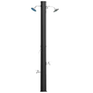 Outsunny 9.2 Gal Solar Heated Outdoor Shower, 7.1F 2-Section Outdoor Solar Shower with 2 Foot Showers , 2 360° Swivel Shower Heads & Temperature Adjustment for Backyard Poolside Beach Pool Spa