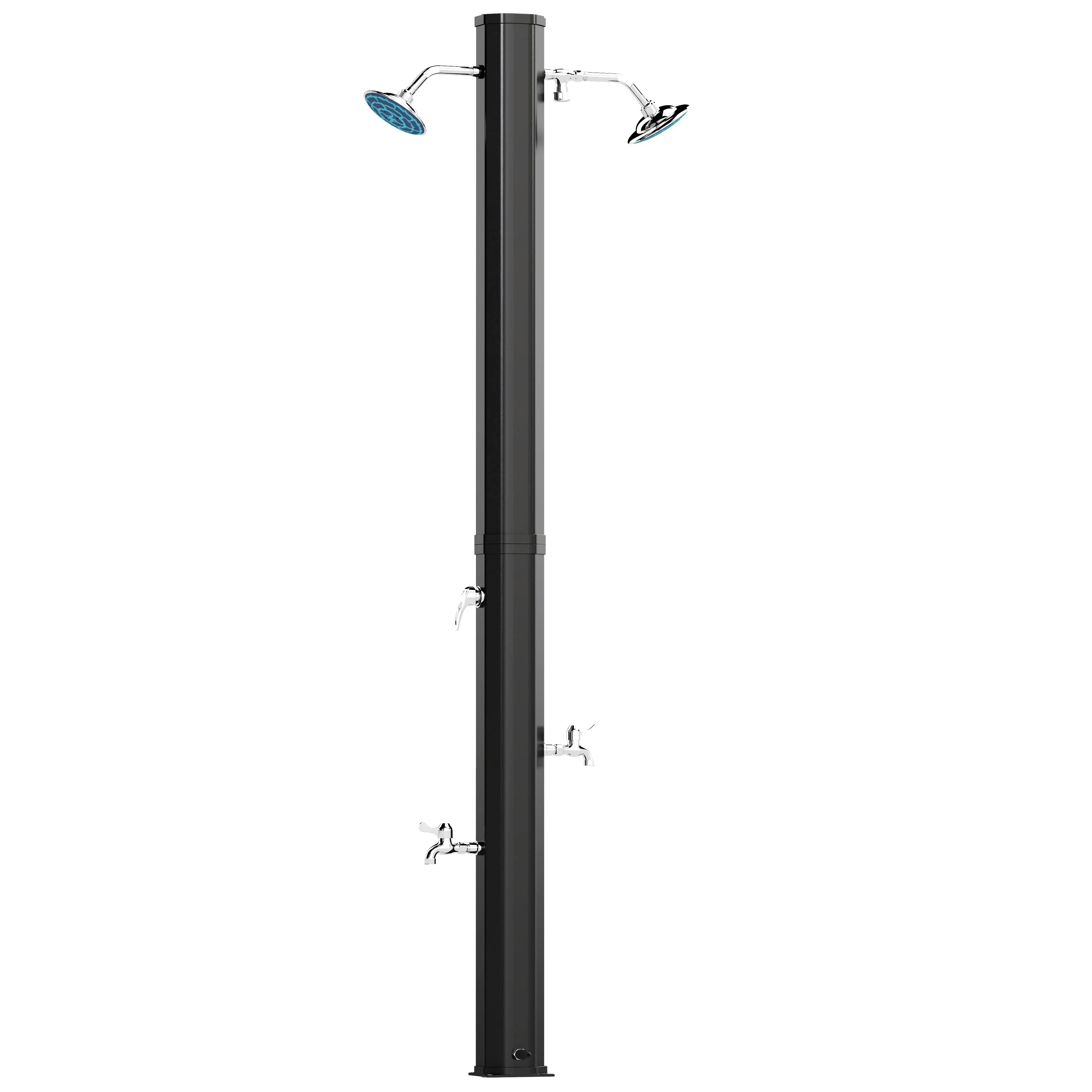 Outsunny 9.2 Gal Solar Heated Outdoor Shower, 7.1F 2-Section Outdoor Solar Shower with 2 Foot Showers , 2 360° Swivel Shower Heads & Temperature Adjustment for Backyard Poolside Beach Pool Spa